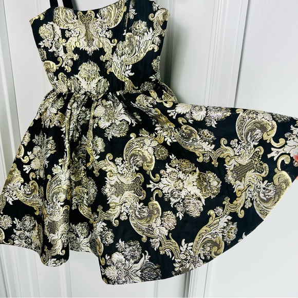 Alice + Olivia Fay Jacquard Corset Metallic Mini Dress Black Gold Silver 4 Small - Picture 11 of 14
